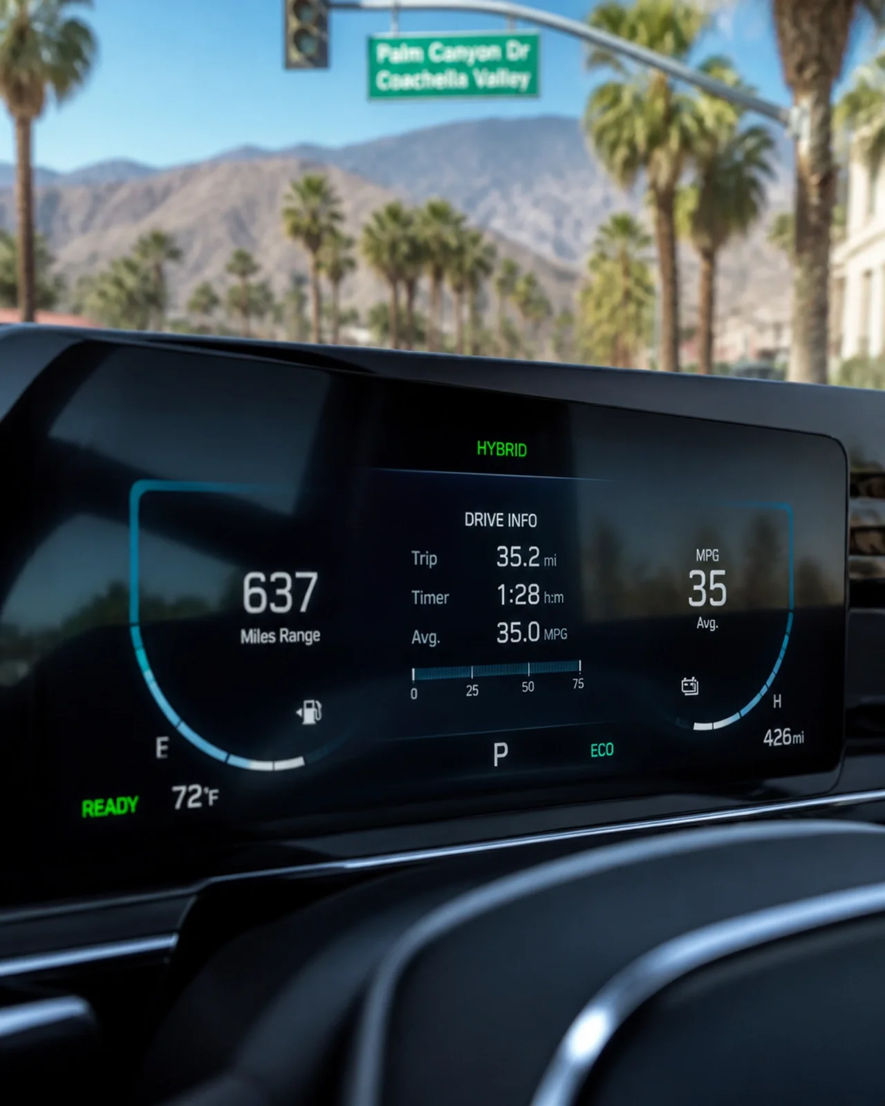 2027 Kia Telluride Hybrid efficiency and range display